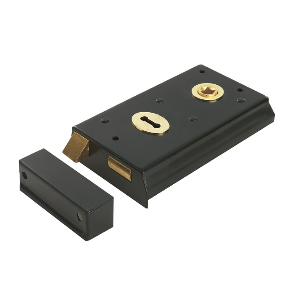 Eurospec Locks & Latches Black Japanned / Rim Locks Eurospec - Traditional Rim Deadlock - Black Japanned