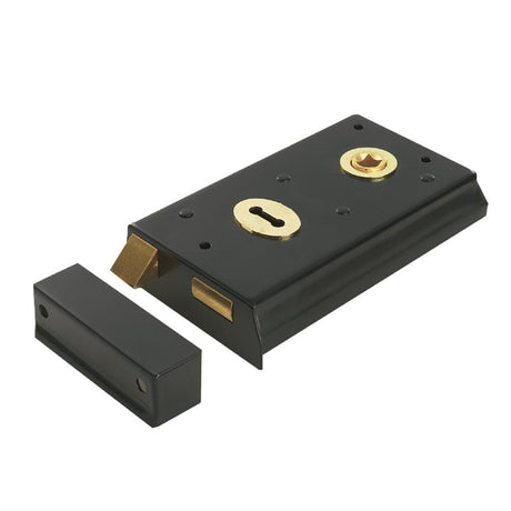 Eurospec Locks & Latches Black Japanned / Rim Locks Eurospec - Traditional Rim Deadlock - Black Japanned