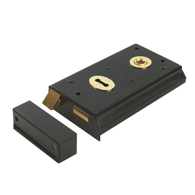 Eurospec Locks & Latches Black Japanned / Rim Locks Eurospec - Traditional Rim Deadlock - Black Japanned