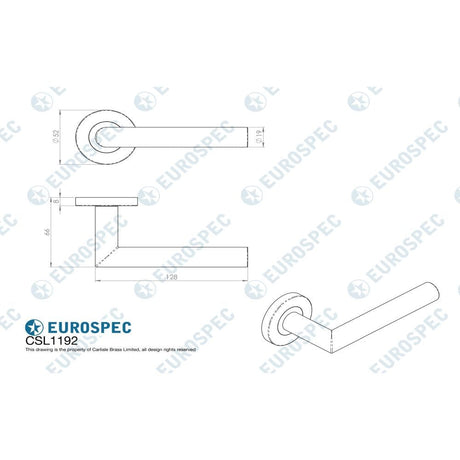 Eurospec Door Furniture Satin Stainless Steel / Round Rose Eurospec - Treviri 19Mm Dia. Mitred Lever On Concealed Fix Sprung Round Rose G2