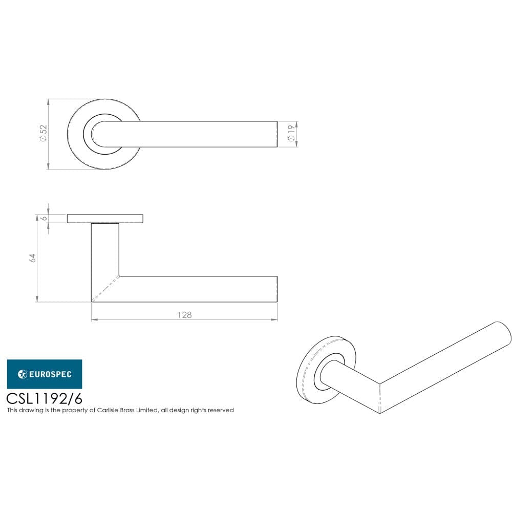 Eurospec Door Furniture Satin Stainless Steel / Round Rose Eurospec - Treviri Lever on 6mm Slim Fit Sprung Rose - Satin Stainless Steel