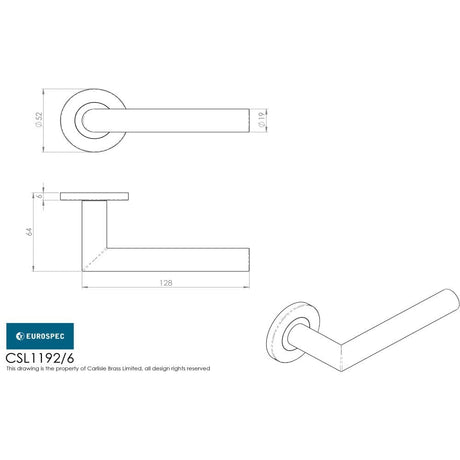 Eurospec Door Furniture Satin Stainless Steel / Round Rose Eurospec - Treviri Lever on 6mm Slim Fit Sprung Rose - Satin Stainless Steel