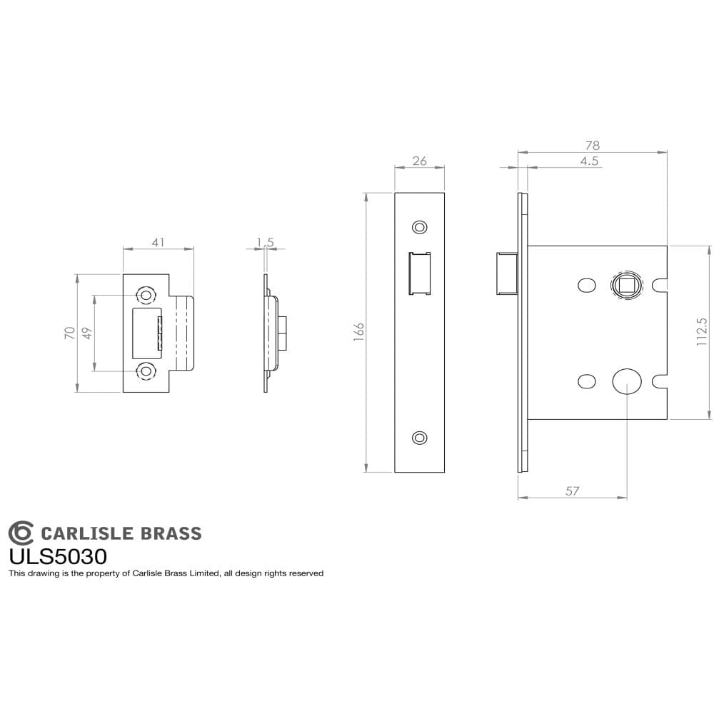 Eurospec Locks & Latches Satin Stainless Steel / Upright Mortice Latch / 3" Eurospec - Upright Latch 76mm - Satin Stainless Steel
