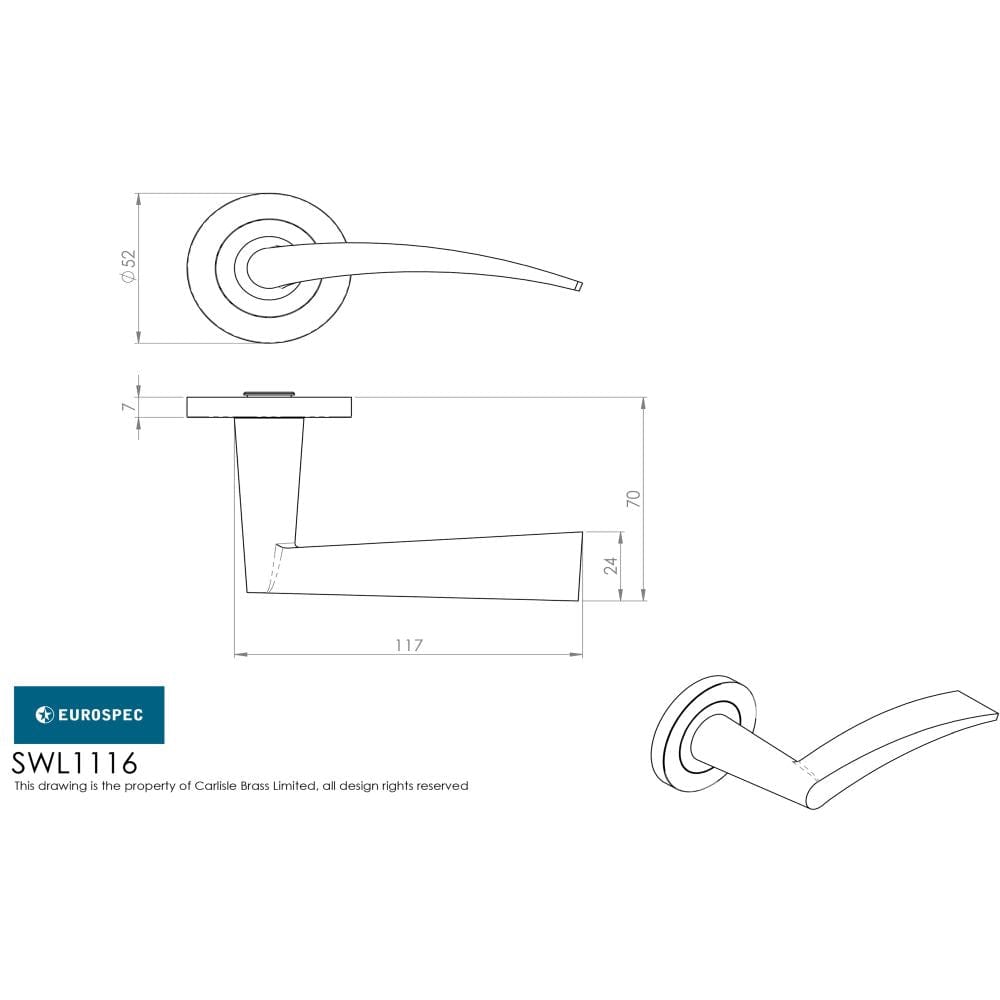 Eurospec Door Furniture Satin Stainless Steel / Round Rose Eurospec - Volantes Designer Lever on Threaded Rose - Satin Stainless Steel
