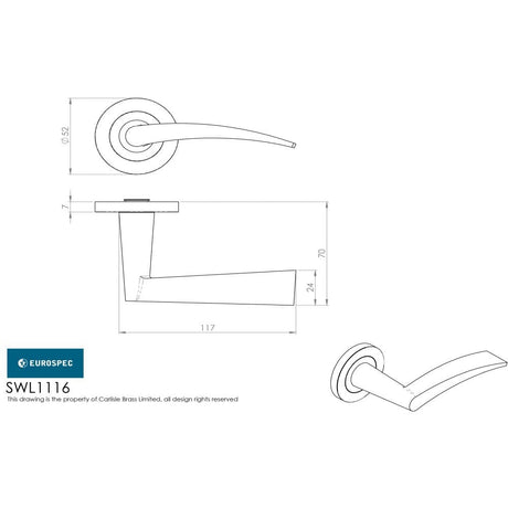 Eurospec Door Furniture Satin Stainless Steel / Round Rose Eurospec - Volantes Designer Lever on Threaded Rose - Satin Stainless Steel