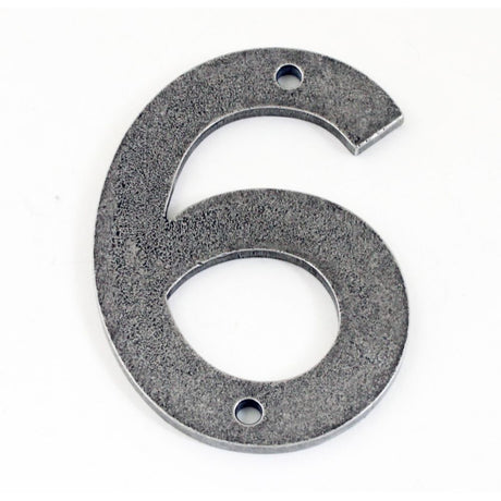 This is an image showing Finesse - Pewter Door Number - 6 available from trade door handles, quick delivery and discounted prices