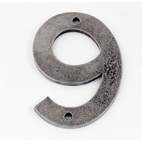 This is an image showing Finesse - Pewter Door Number - 9 available from trade door handles, quick delivery and discounted prices