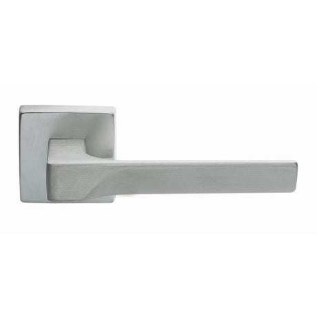 This is an image of a Manital - Flash Lever on Square Rose - Satin Chrome that is availble to order from Trade Door Handles in Kendal.