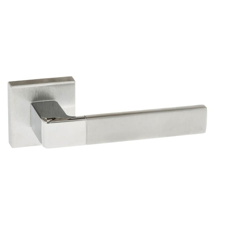 Forme Door Furniture Satin Chrome/Polished Chrome / Square Rose Forme Asti Designer Lever on Minimal Square Rose - Satin Chrome/Polished Chrome