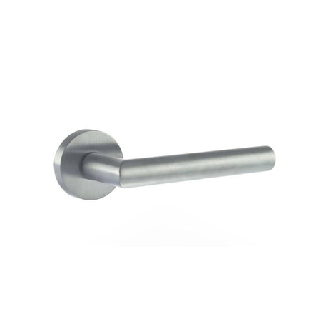 Forme Door Furniture Satin Chrome / Round Rose Forme Elle Designer Lever on Minimal Round Rose - Satin Chrome