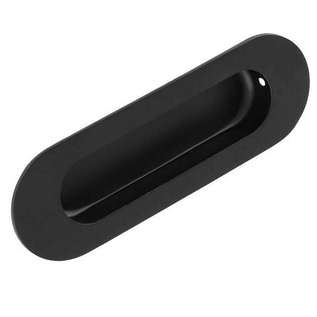 This is an image of a Carlisle Brass - Radius Flush Pull - Matt Black that is availble to order from Trade Door Handles in Kendal.