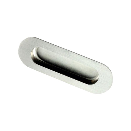 This is an image of a Eurospec - Radius Flush Pull - Satin Stainless Steel that is availble to order from Trade Door Handles in Kendal.