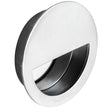 This is an image of a Eurospec - Circular Flush Pull - Bright Stainless Steel that is availble to order from Trade Door Handles in Kendal.