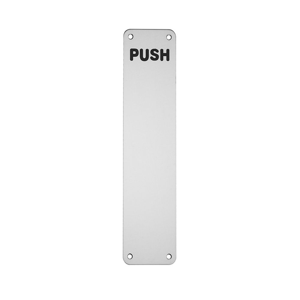 This is an image of a Eurospec - Finger Plate Push - Bright Stainless Steel that is availble to order from Trade Door Handles in Kendal.