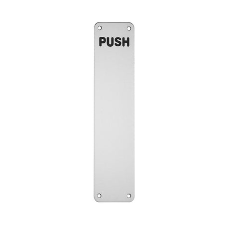 This is an image of a Eurospec - Finger Plate Push - Bright Stainless Steel that is availble to order from Trade Door Handles in Kendal.