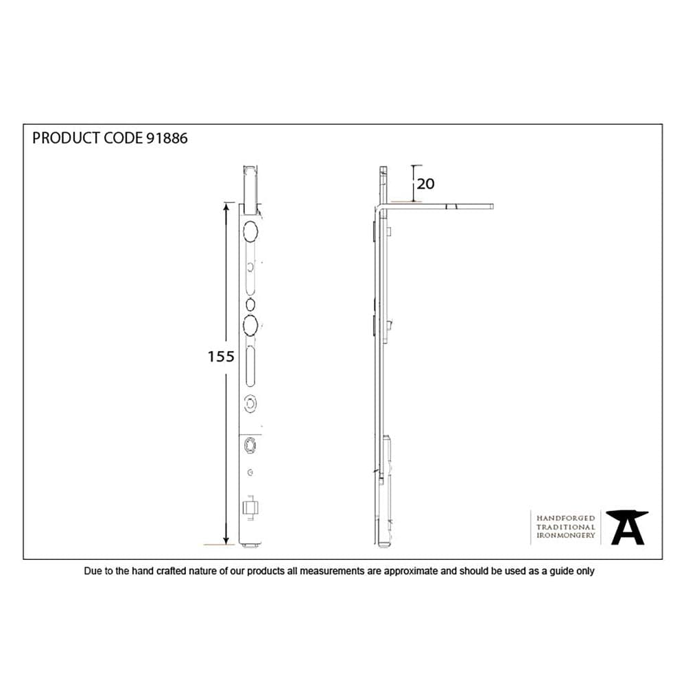 From The Anvil Locks & Latches Stainless Steel / Multi-Point Locks From The Anvil - 155mm SS Shoot Bolt for Door Espag Lock