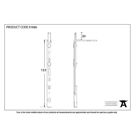 From The Anvil Locks & Latches Stainless Steel / Multi-Point Locks From The Anvil - 155mm SS Shoot Bolt for Door Espag Lock
