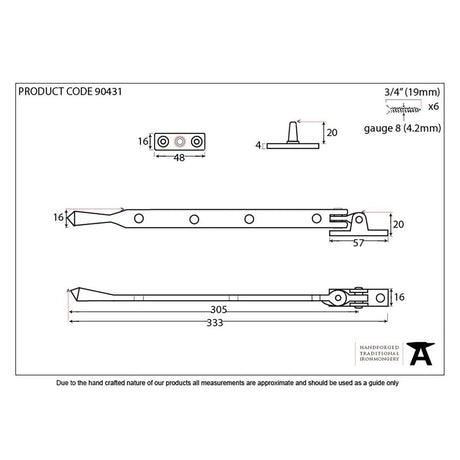 From The Anvil Window Furniture Aged Brass / 12"/300mm From The Anvil - Aged Brass 12" Avon Stay