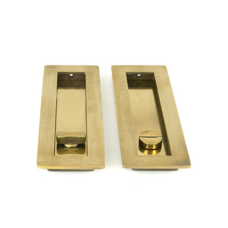 From The Anvil Door Furniture Aged Brass / Rectangular Flush Pull (Privacy) / Rectangular From The Anvil - Aged Brass 175mm Plain Rectangular Pull - Privacy Set
