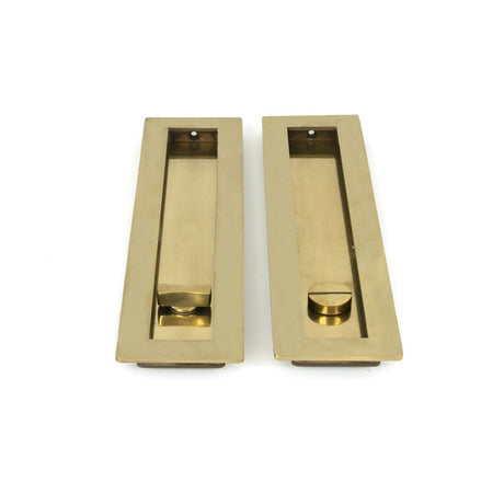 From The Anvil Door Furniture Aged Brass / Rectangular Flush Pull (Privacy) / Rectangular From The Anvil - Aged Brass 250mm Plain Rectangular Pull - Privacy Set