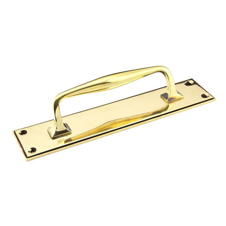 From The Anvil Door Furniture Aged Brass / Pull Handle (Backplate) From The Anvil - Aged Brass 300mm Art Deco Pull Handle on Backplate