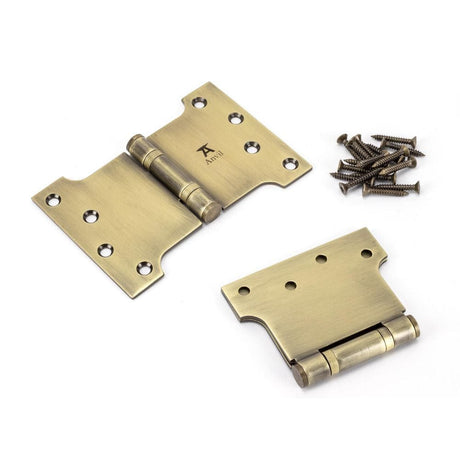 From The Anvil Hinges Aged Brass / Parliament Hinges / 4" x (102mm) From The Anvil - Aged Brass 4" x 4" x 6" Parliament Hinge (pair) ss
