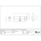 From The Anvil Locks & Latches Aged Brass / Euro Cylinder & Turn / 45 x 45mm From The Anvil - Aged Brass 45/45 5pin Euro Cylinder/Thumbturn