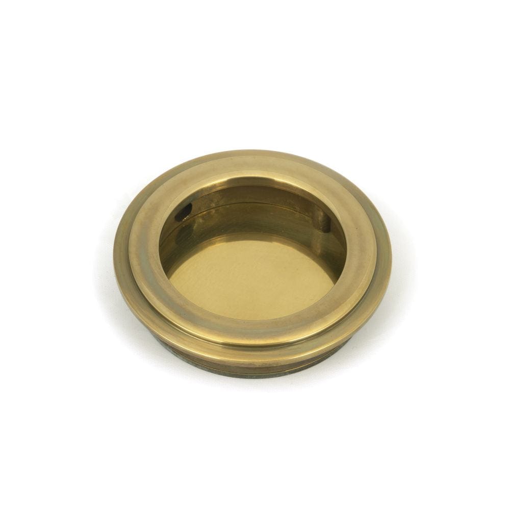 From The Anvil Door Furniture Aged Brass / Flush Handle / Round From The Anvil - Aged Brass 60mm Art Deco Round Pull