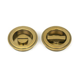From The Anvil Door Furniture Aged Brass / Round Flush Pull (Privacy) / Round From The Anvil - Aged Brass 60mm Art Deco Round Pull - Privacy Set
