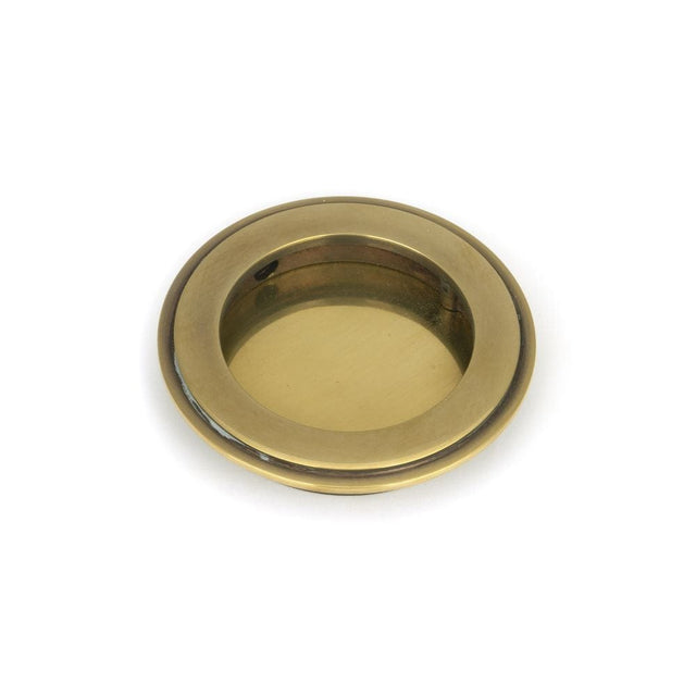 From The Anvil Door Furniture Aged Brass / Flush Handle / Round From The Anvil - Aged Brass 75mm Art Deco Round Pull