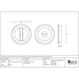 From The Anvil Door Furniture Aged Brass / Round Flush Pull (Privacy) / Round From The Anvil - Aged Brass 75mm Art Deco Round Pull - Privacy Set