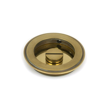 From The Anvil Door Furniture Aged Brass / Round Flush Pull (Privacy) / Round From The Anvil - Aged Brass 75mm Plain Round Pull - Privacy Set