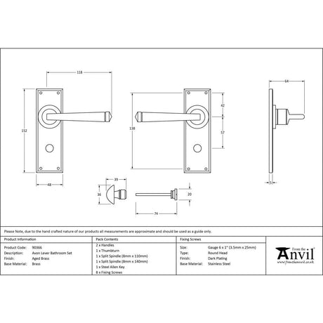 From The Anvil Door Furniture Aged Brass / Bathroom Lock Handles From The Anvil - Aged Brass Avon Lever Bathroom Set