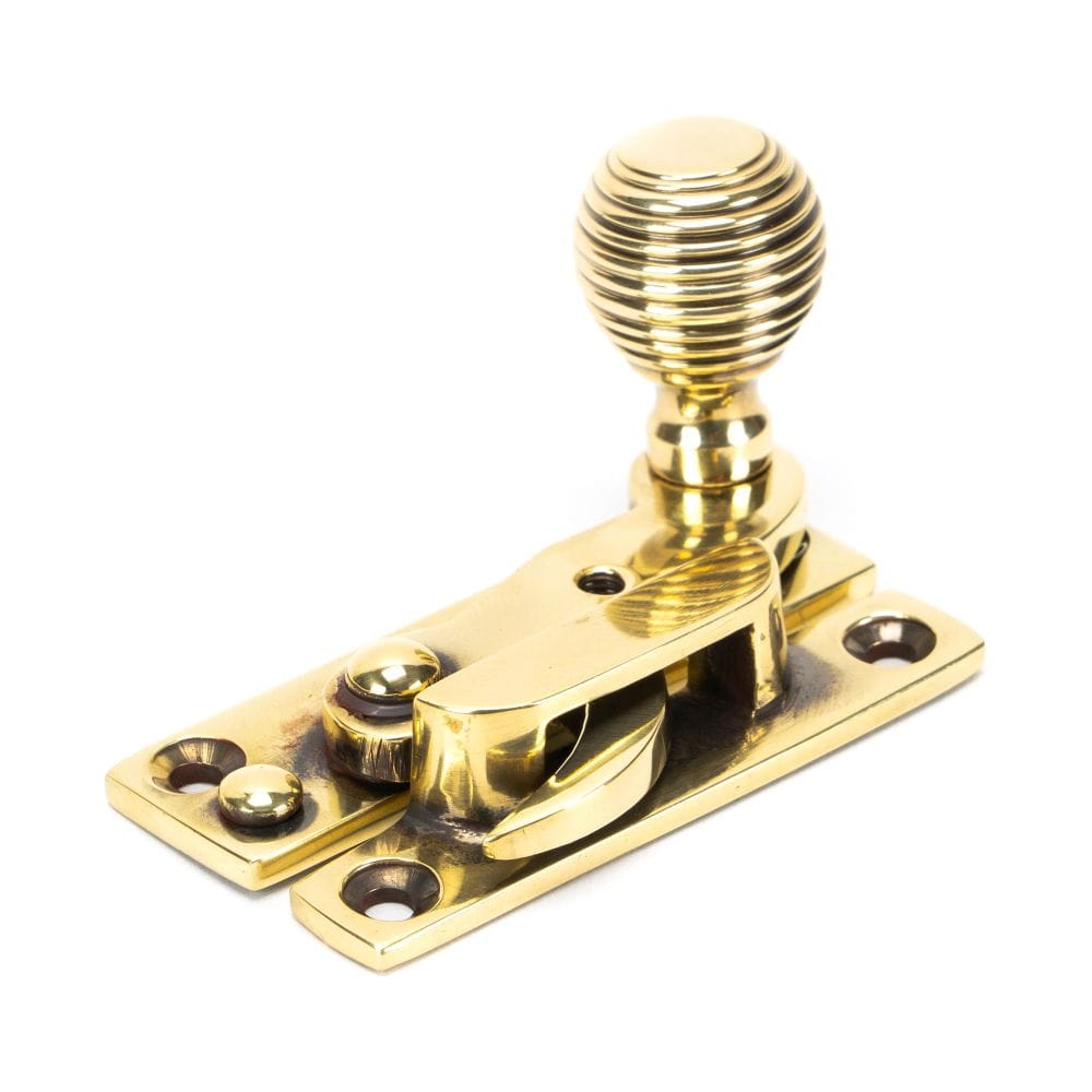 From The Anvil Window Furniture Aged Brass / Sash Window Hook Fasteners / Yes From The Anvil - Aged Brass Beehive Sash Hook Fastener