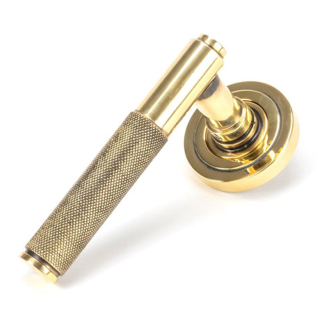 From The Anvil Door Furniture Aged Brass / Round Rose From The Anvil - Aged Brass Brompton Lever on Rose Set (Art Deco)