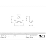 From The Anvil Accessories Aged Brass / Double Coat Hooks From The Anvil - Aged Brass Celtic Double Robe Hook