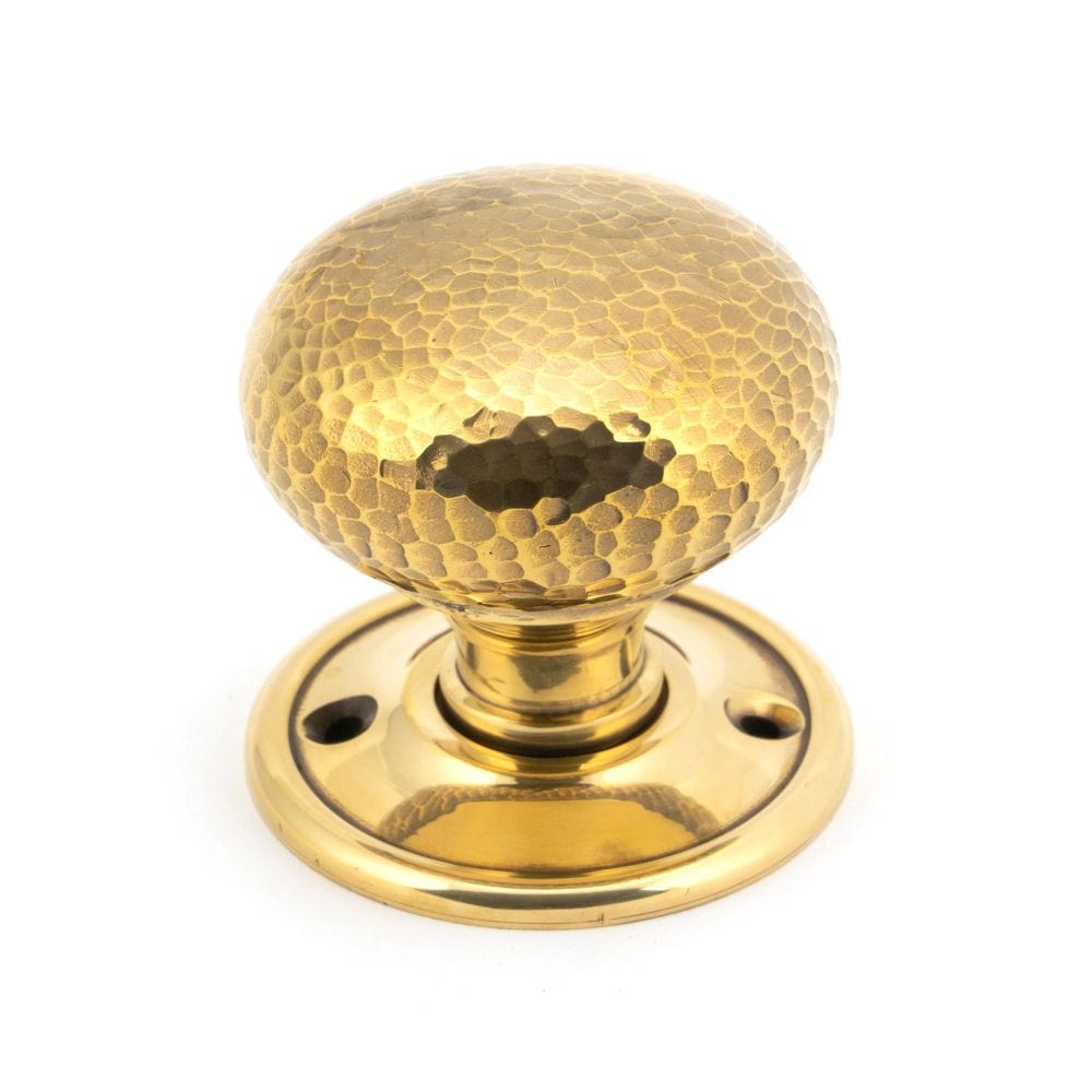From The Anvil Door Furniture Aged Brass / Mortice/Rim Knobs From The Anvil - Aged Brass Hammered Mushroom Mortice/Rim Knob Set
