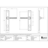 From The Anvil Door Furniture Aged Brass / Multi Point Lock Set / 92mm c/c From The Anvil - Aged Brass Hammered Newbury Slimline Espag. Lock Set