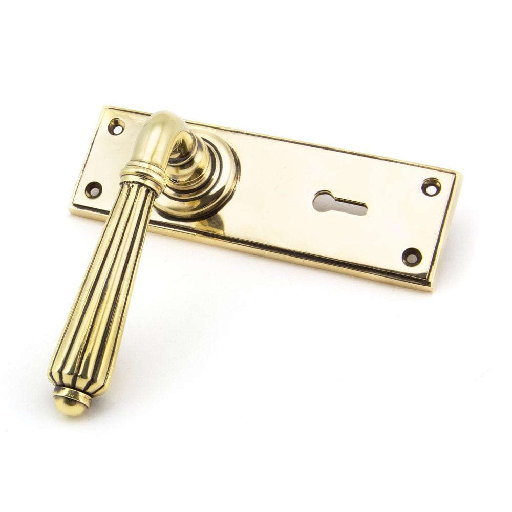 From The Anvil Door Furniture Aged Brass / Std. Lock Handles From The Anvil - Aged Brass Hinton Lever Lock Set
