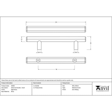 From The Anvil Cabinet Hardware Aged Brass / Cabinet Pull Handles / Small From The Anvil - Aged Brass Kahlo Pull Handle - Small