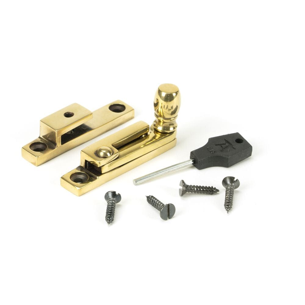 From The Anvil Window Furniture Aged Brass / Sash Window Quadrant Fasteners / Yes From The Anvil - Aged Brass Mushroom Quadrant Fastener - Narrow