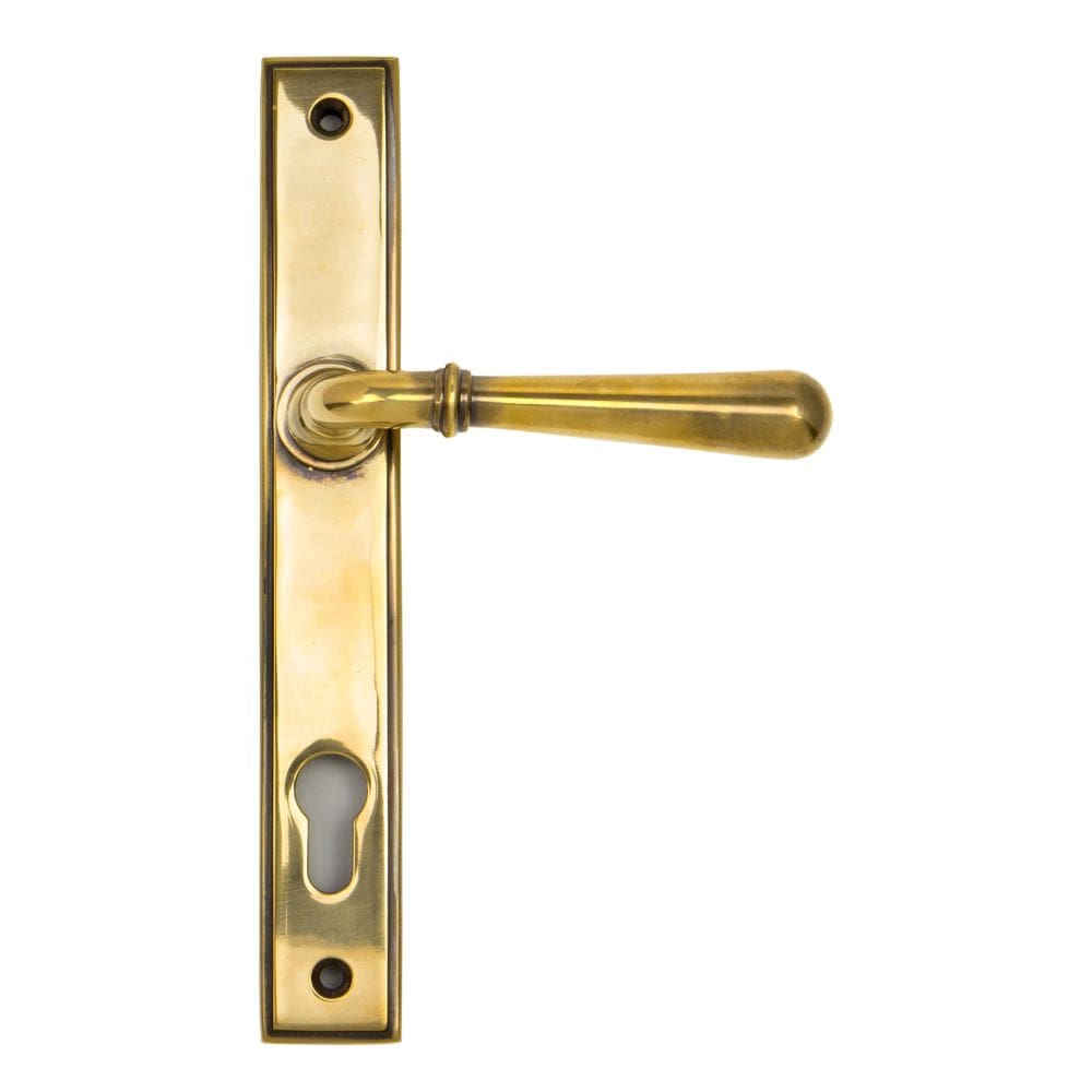 From The Anvil Door Furniture Aged Brass / Multi Point Lock Set / 92mm c/c From The Anvil - Aged Brass Newbury Slimline Lever Espag. Lock Set