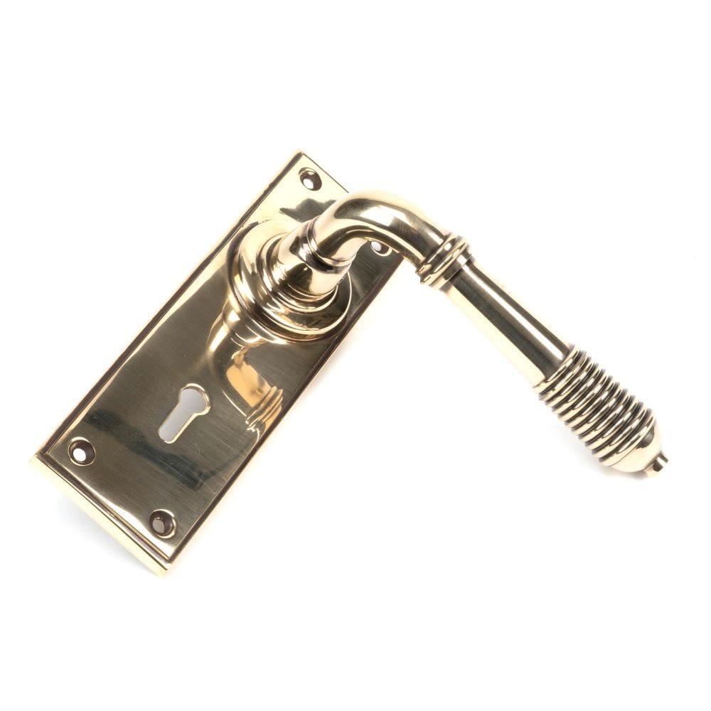 From The Anvil Door Furniture Aged Brass / Std. Lock Handles From The Anvil - Aged Brass Reeded Lever Lock Set