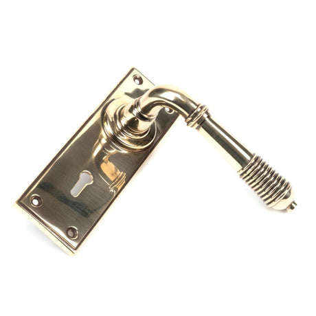 From The Anvil Door Furniture Aged Brass / Std. Lock Handles From The Anvil - Aged Brass Reeded Lever Lock Set