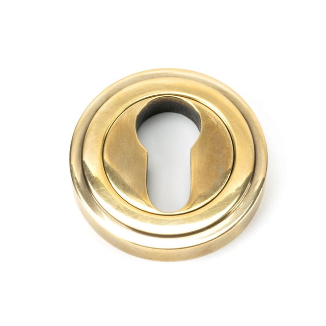 From The Anvil Door Furniture Aged Brass / Euro Profile Escutcheons From The Anvil - Aged Brass Round Euro Escutcheon (Art Deco)