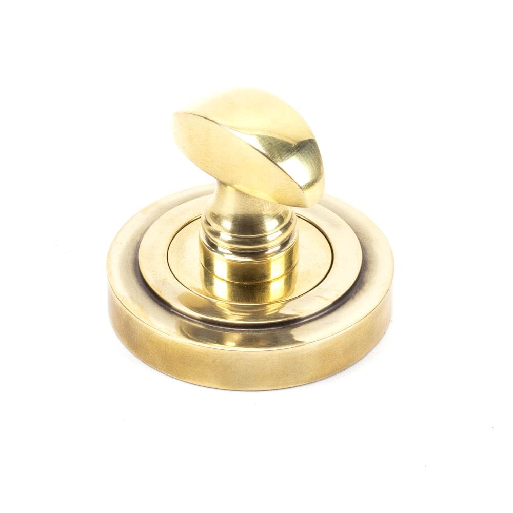 From The Anvil Door Furniture Aged Brass / No From The Anvil - Aged Brass Round Thumbturn Set (Art Deco)