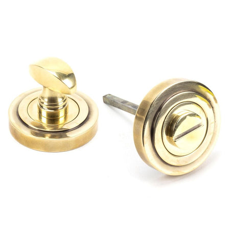 From The Anvil Door Furniture Aged Brass / No From The Anvil - Aged Brass Round Thumbturn Set (Art Deco)