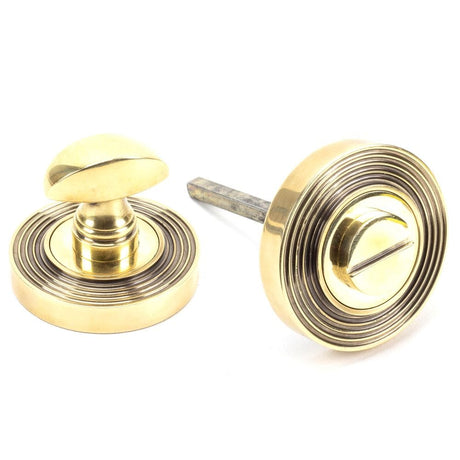 From The Anvil Door Furniture Aged Brass / No From The Anvil - Aged Brass Round Thumbturn Set (Beehive)