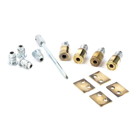 From The Anvil Window Furniture Aged Brass / Locking Sash Stops From The Anvil - Aged Brass Secure Stops (Pack of 4)