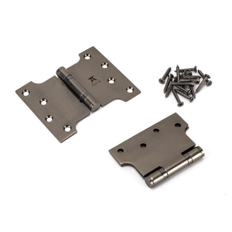 From The Anvil Hinges Aged Bronze / Parliament Hinges / 4" x (102mm) From The Anvil - Aged Bronze 4" x 3" x 5" Parliament Hinge (pair) ss